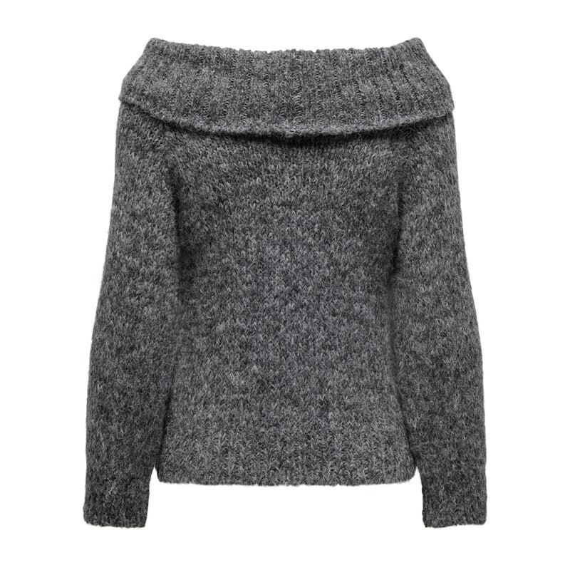 ONLY ONLY dame off shoulder strik ONLMARIE Knit Medium grey melange