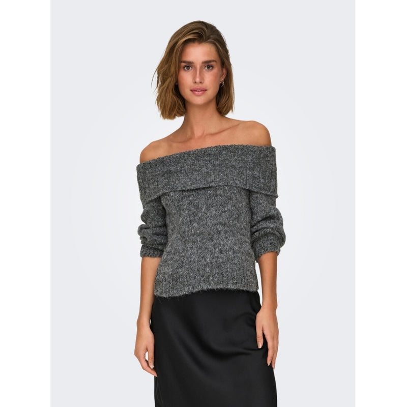 ONLY ONLY dame off shoulder strik ONLMARIE Knit Medium grey melange