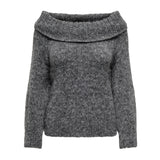 ONLY ONLY dame off shoulder strik ONLMARIE Knit Medium grey melange