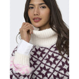 ONLY ONLY dame rullekrave Knit Birch Fig/Cyclamen
