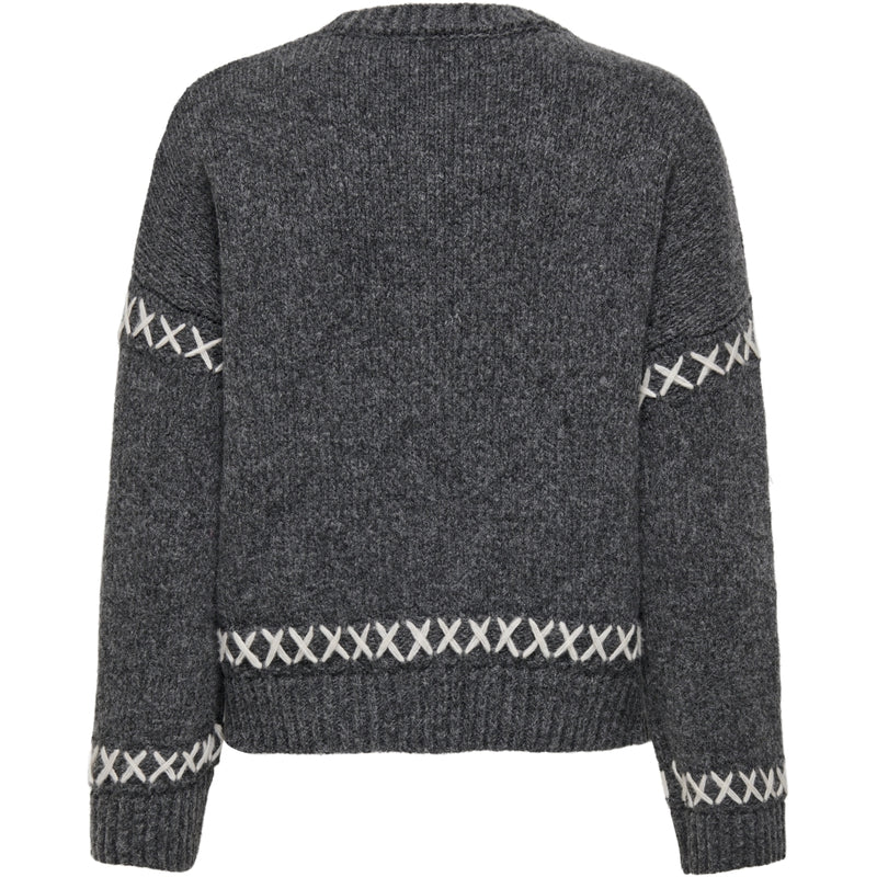 ONLY ONLY dame strik ONLAMANDA Knit Dark Grey Melange Cloud Dancer