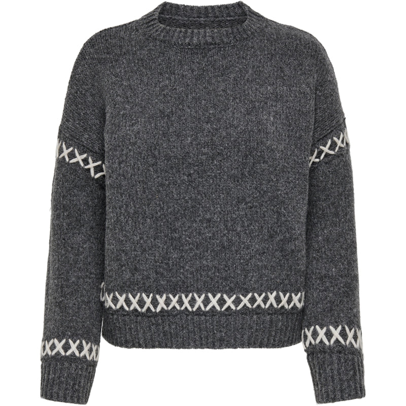 ONLY ONLY dame strik ONLAMANDA Knit Dark Grey Melange Cloud Dancer