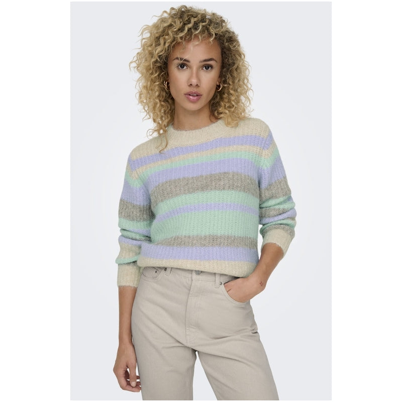 ONLY ONLY dame strik ONLMAGGIE Knit Birch Picante/Aqua Sky/Pastel Lilac