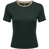 ONLY ONLY dame t-shirt ONLBINA T-shirt Scarab Biscotfi contrast