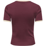 ONLY ONLY dame t-shirt ONLBINA T-shirt Windsor Wine Biscotfi contrast