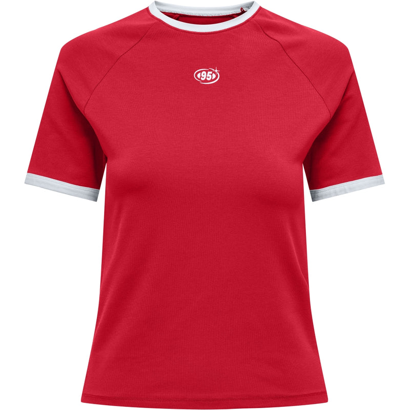 ONLY ONLY dame t-shirt ONLCHOICE T-shirt True Red 95 logo bright white