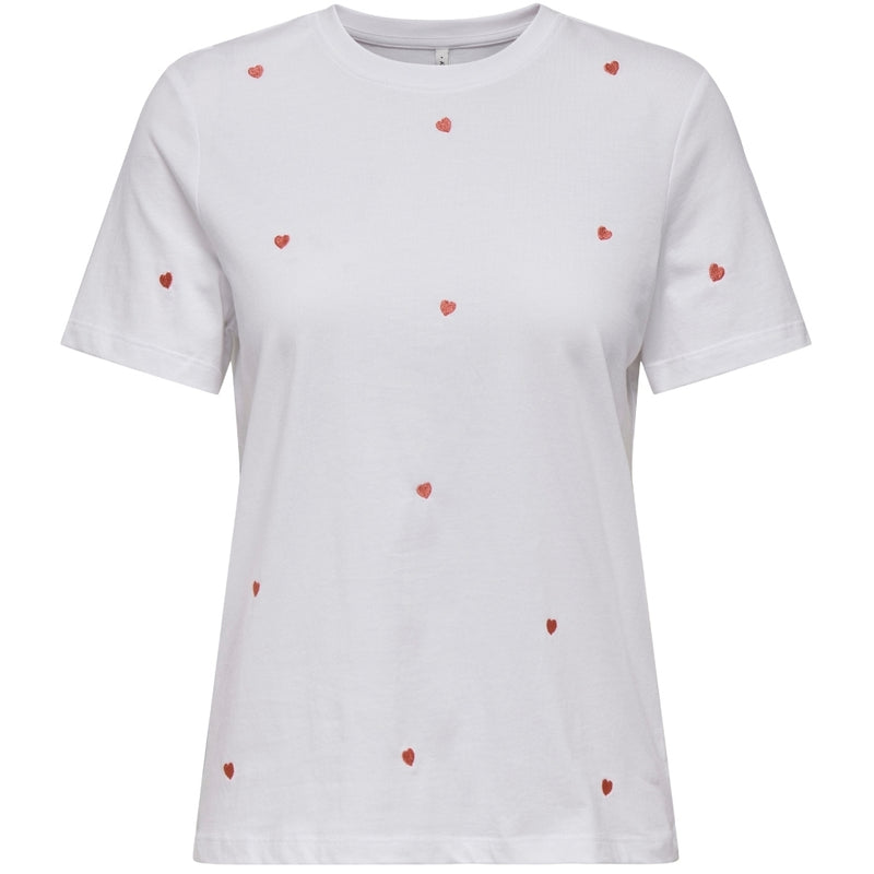 ONLY ONLY dame t-shirt ONLKETTY T-shirt Bright White HEART