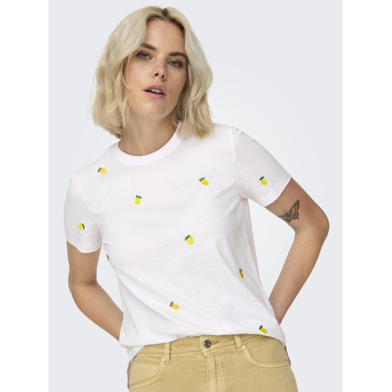 ONLY ONLY dame t-shirt ONLKETTY T-shirt Bright White Lemon