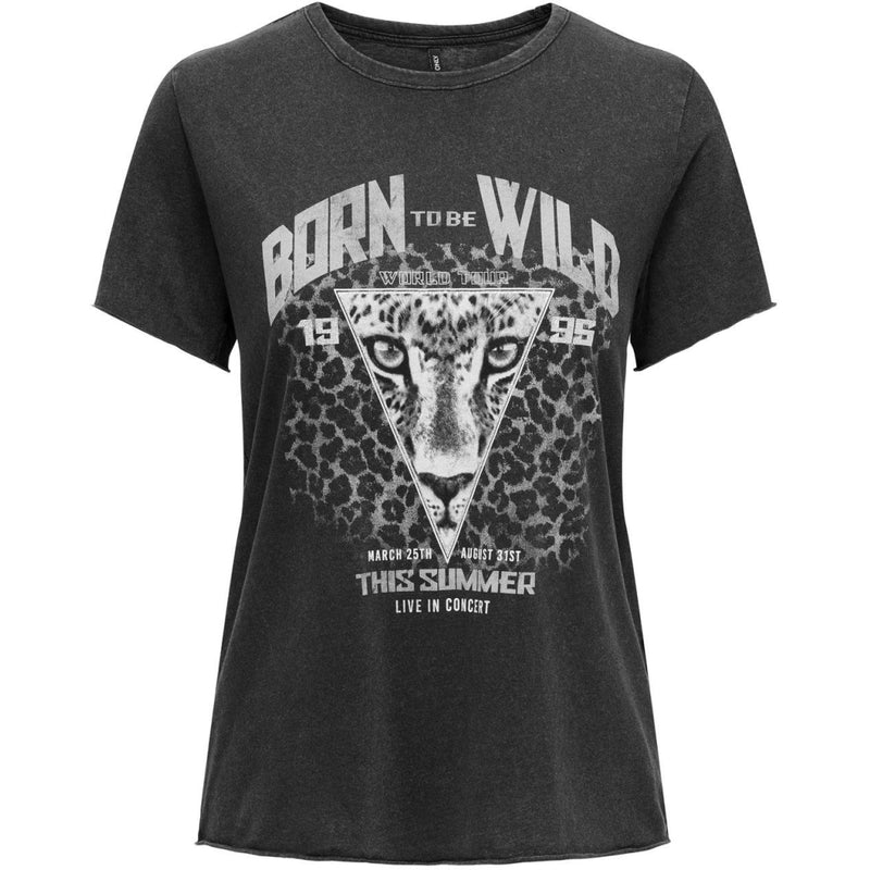 ONLY ONLY dame t-shirt ONLLUCY T-shirt Black BORN TO BE WILD