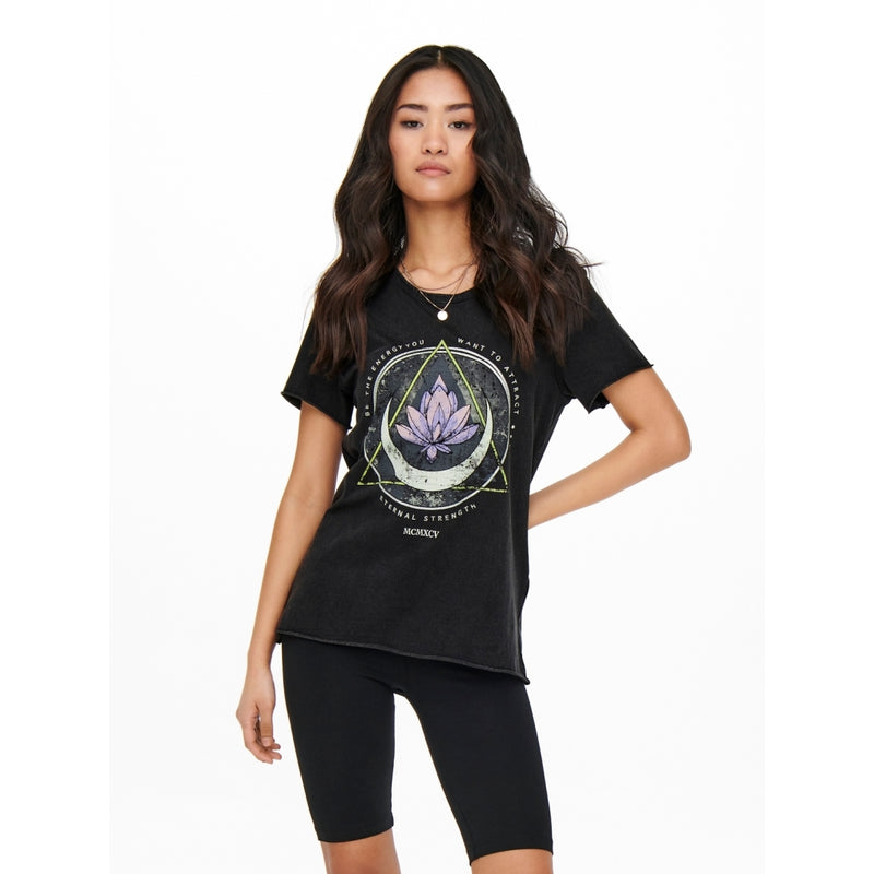 ONLY ONLY dame t-shirt ONLLUCY T-shirt Black LOTUS