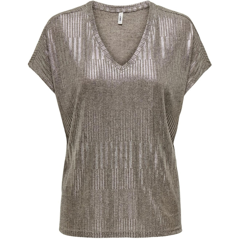 ONLY ONLY dame top ONLMIRANDA Top Humus Melange + silver metallic