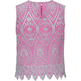 ONLY ONLY dame top ONLTULUM Top Fuchsia Pink BRIGHT WHITE EMB.