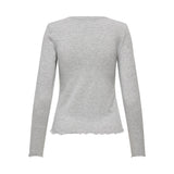 ONLY Onely dame langærmet top ONLVIRRO Top Light Grey Melange