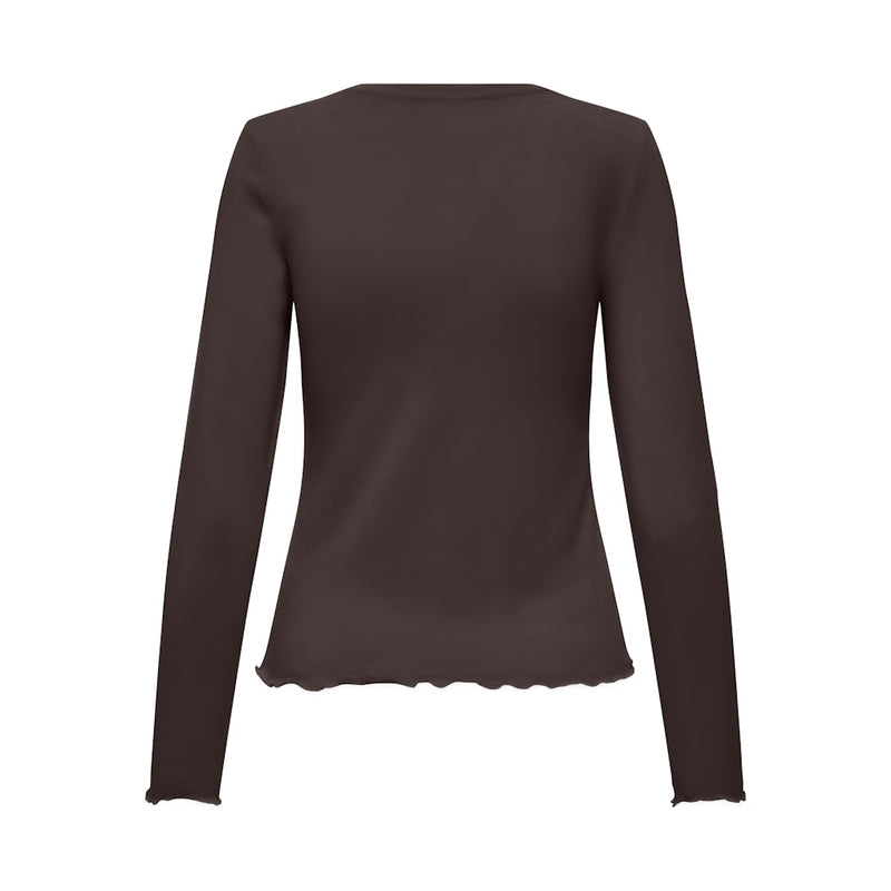 ONLY Onely dame langærmet top ONLVIRRO Top Seal Brown