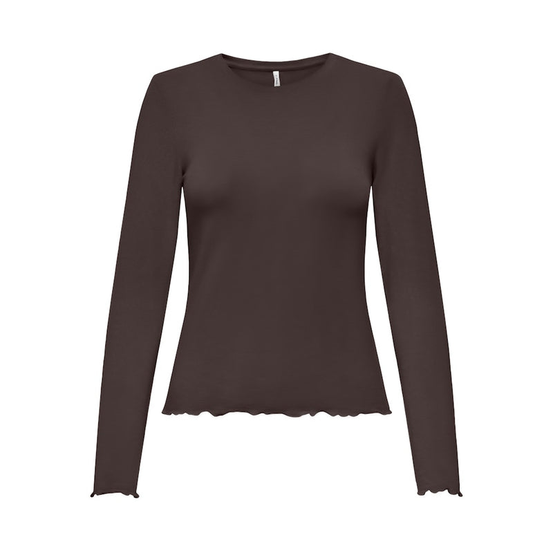 ONLY Onely dame langærmet top ONLVIRRO Top Seal Brown