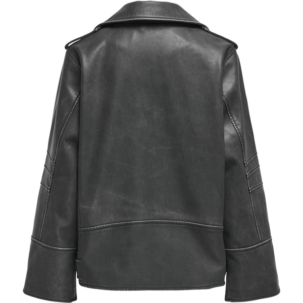 ONLY Only dame faux læderjakke ONLMINA Jacket Black Washed