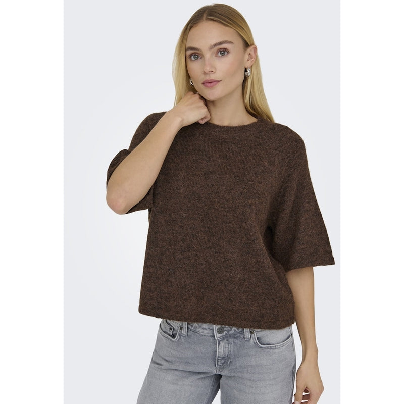 ONLY Only dame striktrøje ONLAZU Knit Seal Brown