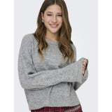 ONLY Only dame striktrøje ONLSIMONI Pullover Medium grey melange