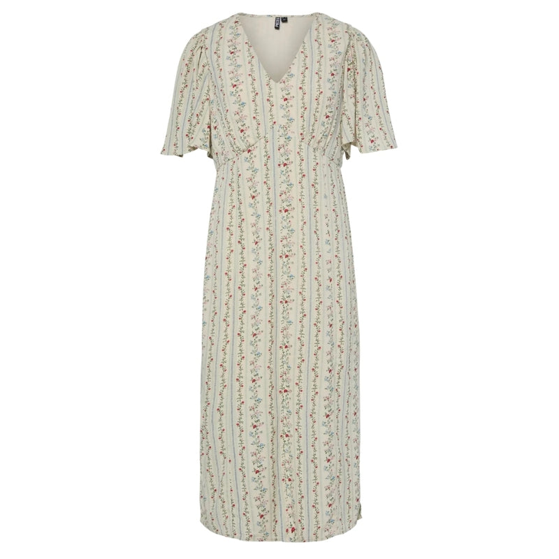 PIECES PIECES DAME KJOLE PCTAITLYN Dress Birch Striped Flower