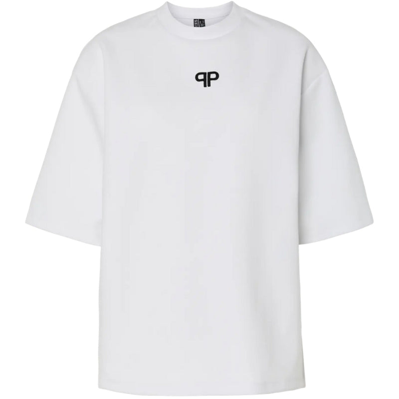 PIECES PIECES DAME T-SHIRT PCMUNA T-shirt Bright White Black Embroidery