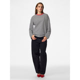 PIECES PIECES dame Bluse PCSADIE Blouse Cloud Dancer BLACK W FLAME SCARLET NECKLINE