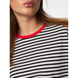 PIECES PIECES dame Bluse PCSADIE Blouse Cloud Dancer BLACK W FLAME SCARLET NECKLINE