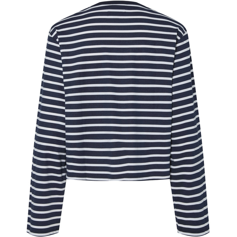 PIECES PIECES dame bluse PCFIONA Blouse Maritime Blue Bright White