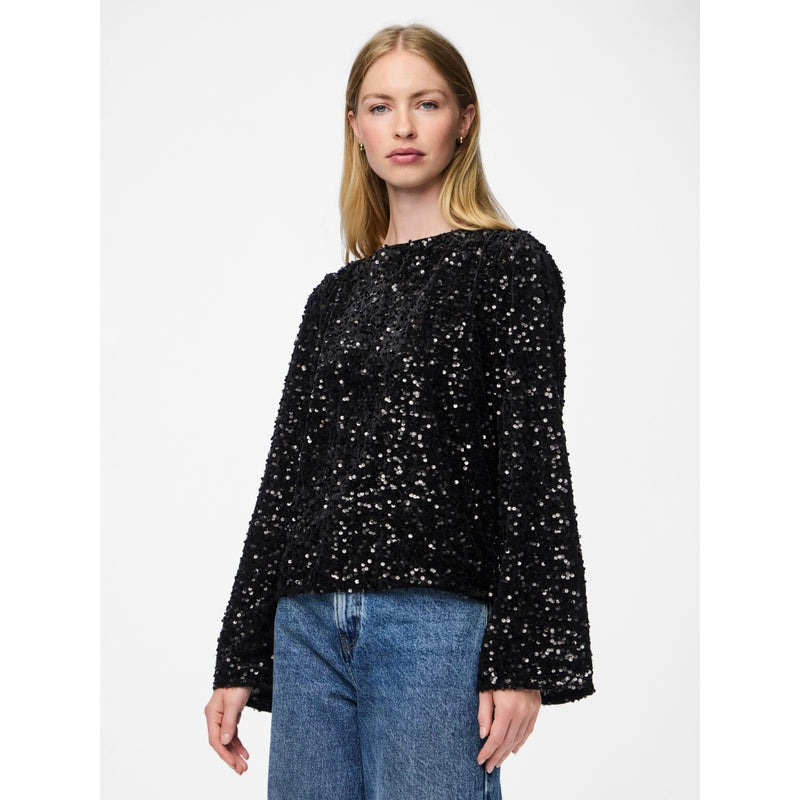 PIECES PIECES dame bluse PCKAM Blouse Black Black sequins