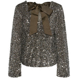 PIECES PIECES dame bluse PCKAM Blouse Morel Silver sequins