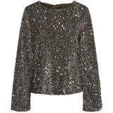 PIECES PIECES dame bluse PCKAM Blouse Morel Silver sequins