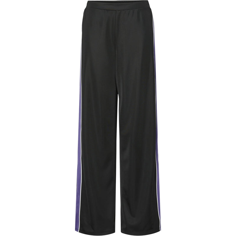 PIECES PIECES dame bukser PCFELICIA Pant Black Ultraviolet/white stripe