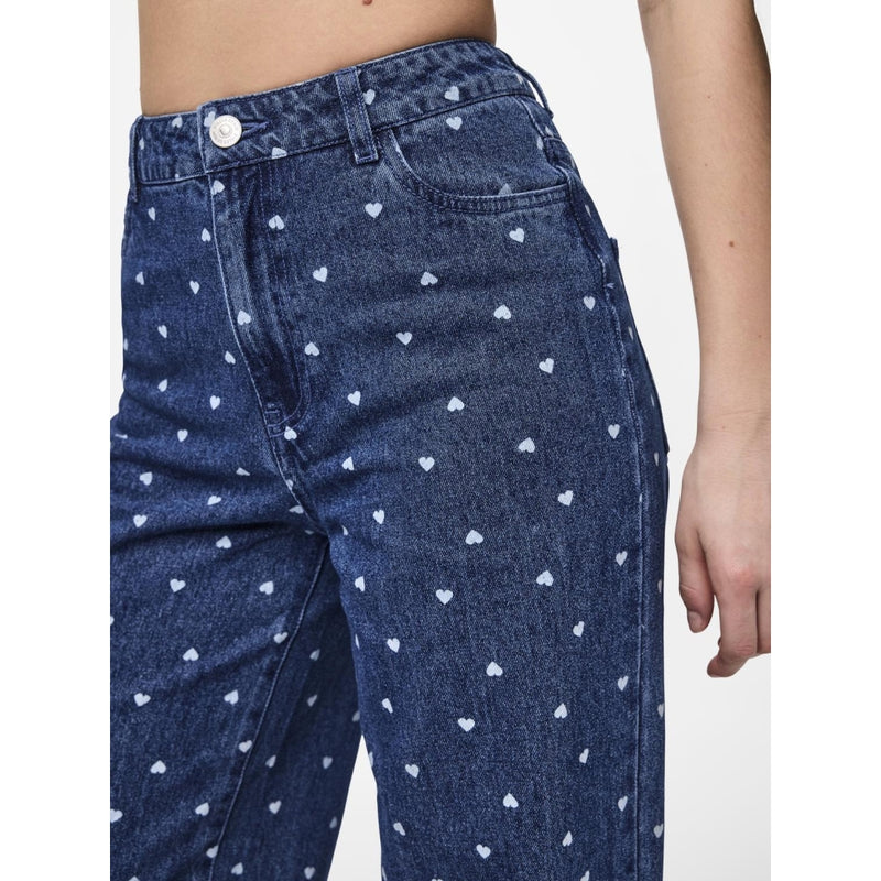 PIECES PIECES dame jeans PCNEA Restudsalg Medium Blue Denim Hearts