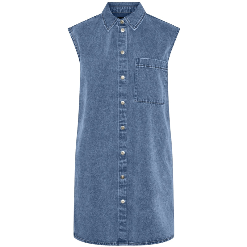 PIECES PIECES dame kjole PCABBI Dress Light Blue Denim