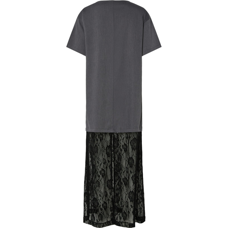 PIECES PIECES dame kjole PCALICE Dress Medium Grey Melange Black lace
