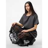 PIECES PIECES dame kjole PCALICE Dress Medium Grey Melange Black lace