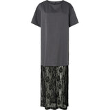 PIECES PIECES dame kjole PCALICE Dress Medium Grey Melange Black lace