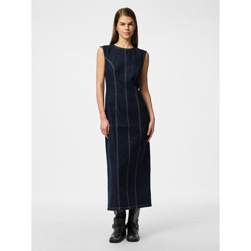 PIECES PIECES dame kjole PCFRANNA Dress Dark Blue Denim