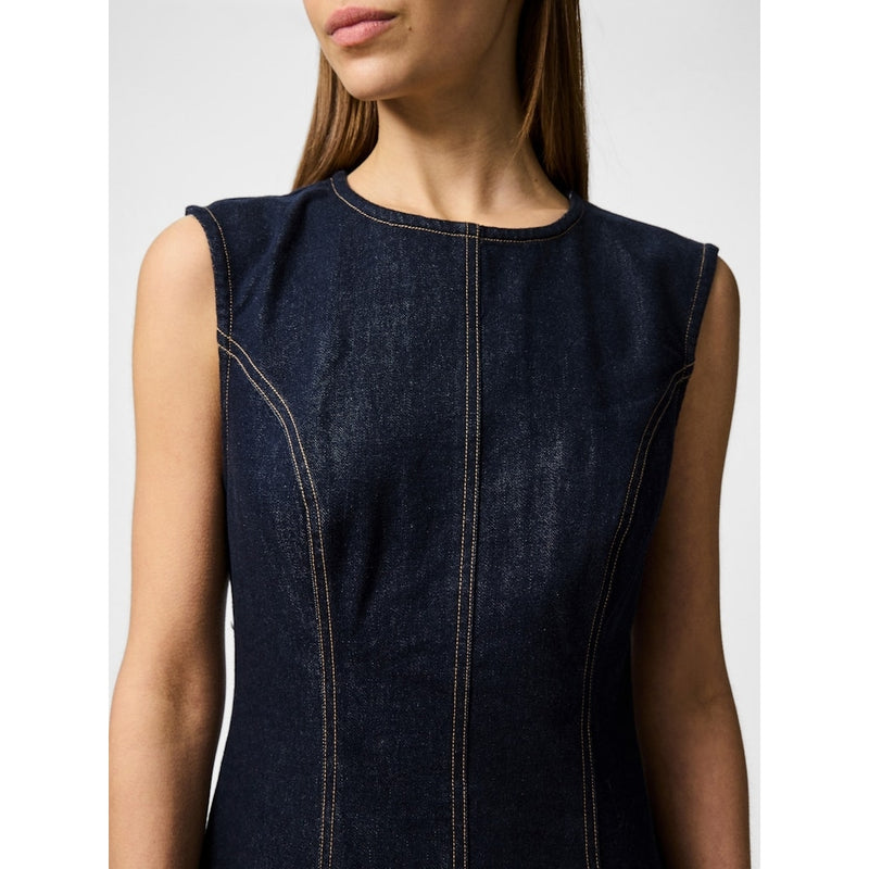 PIECES PIECES dame kjole PCFRANNA Dress Dark Blue Denim
