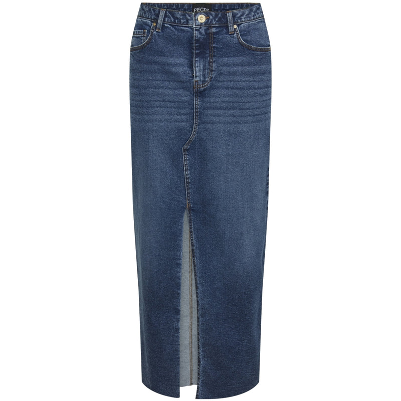 PIECES PIECES dame nederdel PCJESSIE Restudsalg Medium blue denim