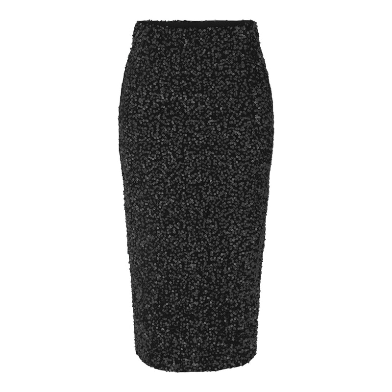 PIECES PIECES dame nederdel PCKAM Skirt Black Black sequins