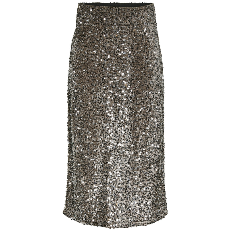 PIECES PIECES dame nederdel PCKAM Skirt Morel Silver sequins