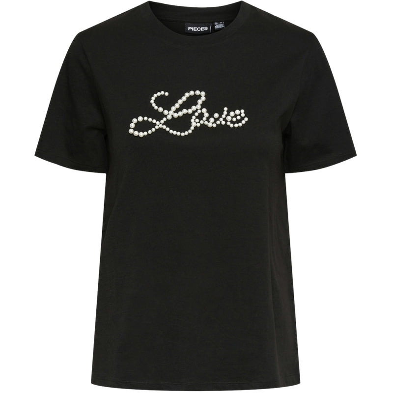 PIECES PIECES dame t-shirt PCRINE T-shirt Black LOVE