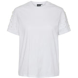 PIECES PIECES dame t-shirt PCRINE T-shirt Bright White PEARL ON SLEEVE