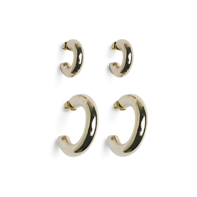 PIECES PIECES dame øreringe PCNIKOLINE 2-PACK Jewelry Gold Colour