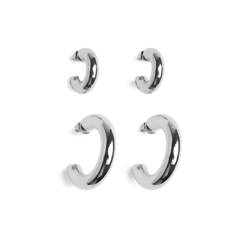 PIECES PIECES dame øreringe PCNIKOLINE 2-PACK Jewelry Silver Colour