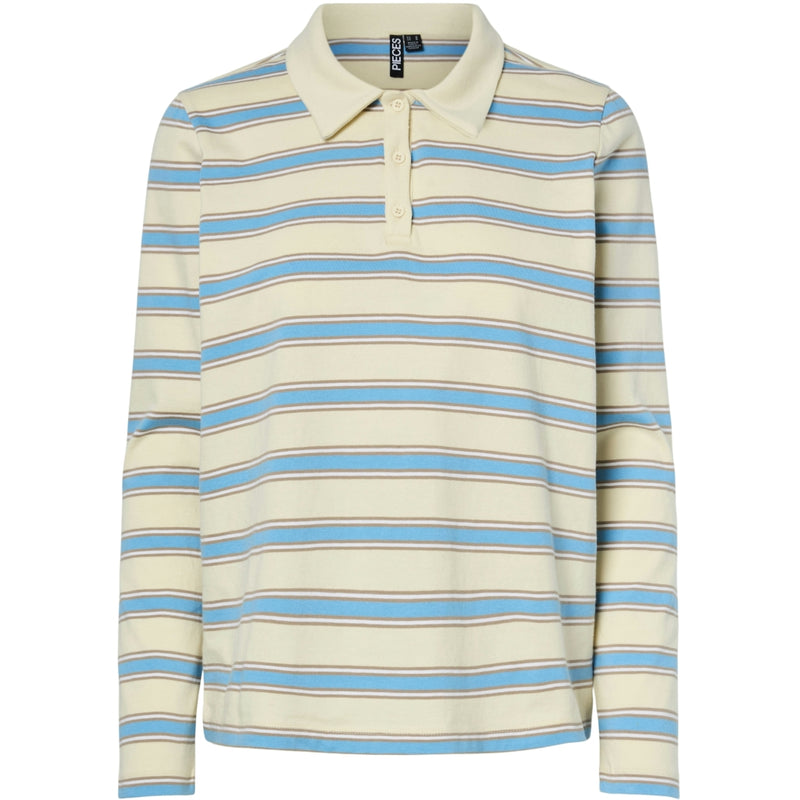 PIECES PIECES dame polo PCFRANKIE Polo Cloud Cream BLUE-SILVER MINK-WHITE