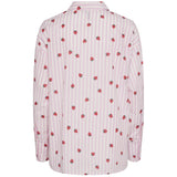 PIECES PIECES dame skjorte PCBERRY Shirt Party Pink STRIPES AND STRAWBERRIES