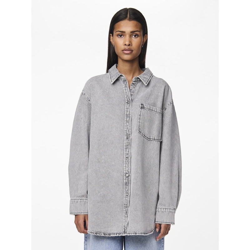 PIECES PIECES dame skjorte PCMAISIE Shirt Grey Denim