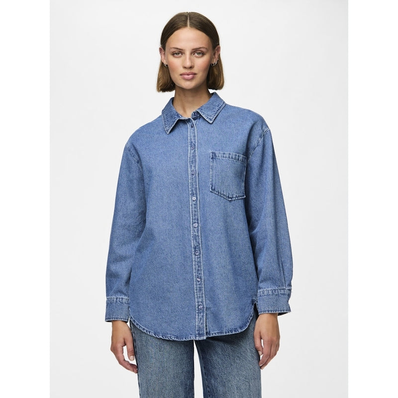 PIECES PIECES dame skjorte PCMAISIE Shirt Medium blue denim