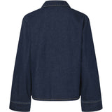 PIECES PIECES dame skjorte PCOFELIA Shirt Medium Blue Denim Black satin bow